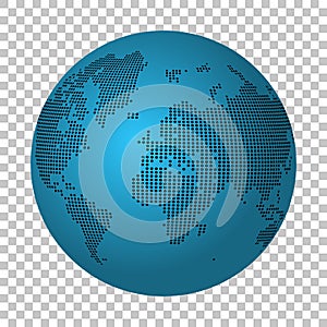 Abstract world map made of dots. Earth continental dot map.