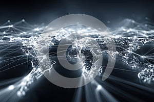 abstract world map with network connections