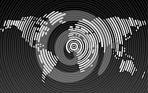 Abstract world map of radial lines