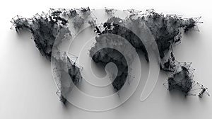 Abstract world map rendered in a minimalist, connecteddots style. A powerful visual metaphor for global connectivity, networking