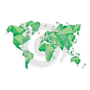 Abstract World Map - Vector illustration - Geometric Structure in green color for presentation, booklet, website and other design