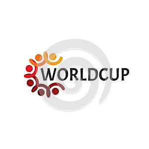 Abstract worldcup logo, people with hand and head, circle, world cup soccer championship vector illustration on white