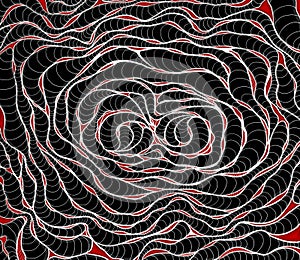 Abstract worms styled pattern. Spiral ink rose. Illustration for background, textile, wrapping paper. Gothic colors