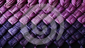 Abstract woven textile design in purple and pink colors generated by AI