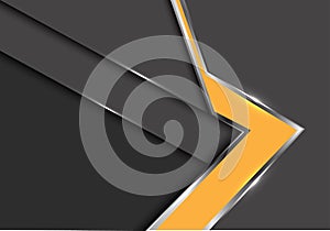 Abstract yellow arrow gray metal shadow design modern futuristic background vector