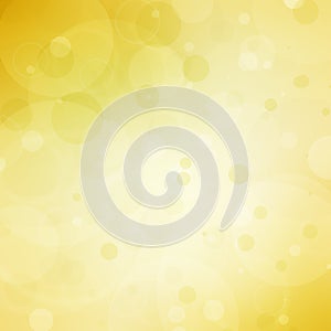 Abstract yellow background with bokeh bubble lights and white center copyspace