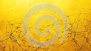 Abstract yellow background with interconnected dots and lines, symbolizing network, technology, or data connection. Ideal for