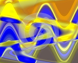 Abstract yellow blue glass blurred background, geometries, bright background, colorful geometries