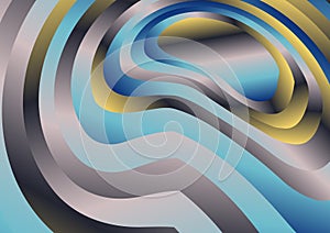 Abstract Yellow Brown and Blue Gradient Curvature Ripple Lines Background Vector