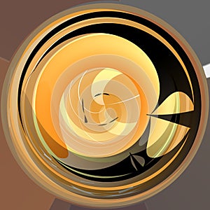 Abstract yellow circle shape background with contrasting dark twirl