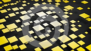 Abstract yellow cubes over black background