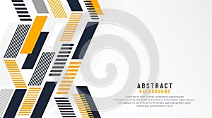 Abstract yellow and dark blue vector lines design on white background with copy space. Geometric elements graphic. Modern simple