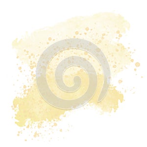 Abstract yellow golden orange watercolor blot on white background.The color splashing