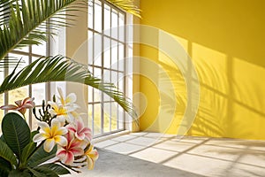 Abstract yellow gradient studio background for product presentation