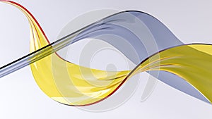 Abstract yellow and gray glass flow waves on bright background