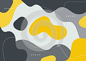 Abstract yellow and gray organic shapes on a soft gray background.