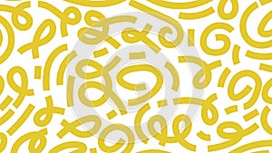 Abstract Yellow Groovy Doodle Wavy Stripes Line Shapes Pattern Background.Vector Illustration