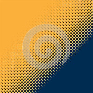Abstract Yellow Halftone Dots Pattern in Dark Blue Background