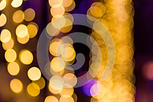 Abstract yellow holiday lights blur for festive background