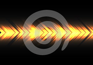 Abstract yellow light arrow speed direction on black design modern futuristic technology background vector