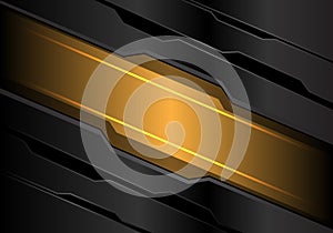 Abstract yellow light banner on dark gray metal polygon design modern futuristic technology background vector