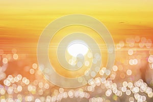 Abstract yellow light Bokeh background with copy space with Sunrise view