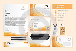 Abstract yellow orange Corporate Identity template. Business Stationery Template Design vector