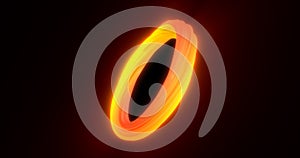 Abstract yellow orange energy magic bright glowing spinning ring of lines