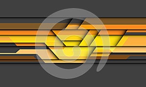 Abstract yellow orange geometric cyber on grey design modern futuristic background vector