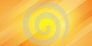 Abstract yellow and orange gradient color oblique lines stripes background and dots texture halftone style. Geometric minimal