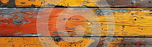Abstract Yellow and Orange Painted Grain on Rustic Wooden Texture for Wall, Floor, or Table Background Banner