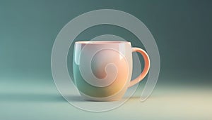 Abstract yellow pottery mug with handle, on clean background generated by AI