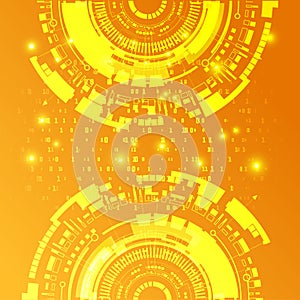 Abstract yellow Technology Background. Binary Computer Code. Programming Coding Hacker concept.