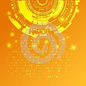 Abstract yellow Technology Background. Binary Computer Code. Programming Coding Hacker concept.