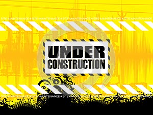 Abstract yellow under construction black background