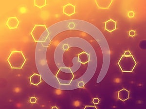 Abstract yellow violet hexagons background