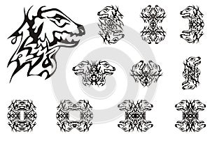 Abstract young dragon head symbols