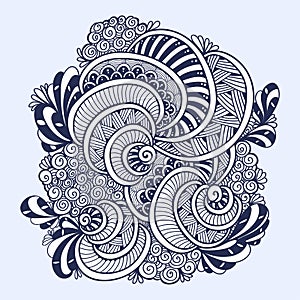 Abstract Zen tangle Zen doodle marine composition black on white