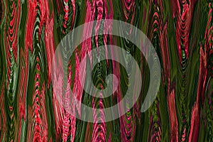 Abstract zig zag pattern with waves in red and green colors. Artistic image processing created by flowers photo. Beautiful multico