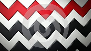 Abstract zigzag pattern in red, black, and white tones creates a modern visual design