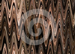 Abstract zigzag pattern with waves in brown tones. Artistic image processing created by photo. Beautiful multicolor pattern