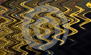 Abstract zigzag pattern with waves in golden and black tones. Artistic image processing created by Holiday illumination photo. Bea
