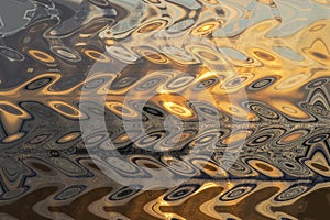 Abstract zigzag pattern with waves on nature theme. Artistic image processing created by photo of rising sun