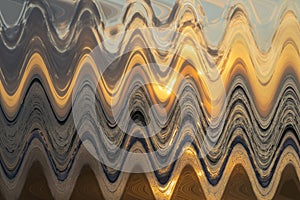 Abstract zigzag pattern with waves on nature theme. Artistic image processing created by photo of rising sun.