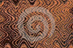 Abstract zigzag pattern with waves in red brown tones. Artistic image processing created by photo. Beautiful multicolor pattern