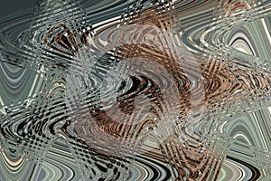 Abstract zigzag pattern with waves in sandy, brown, blue tones. Artistic image processing created by photo of Stemonitis.