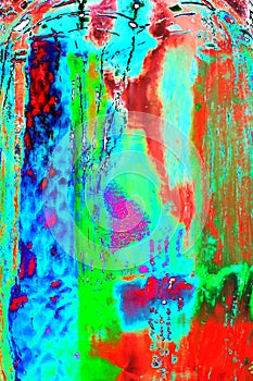 Abstraction, glare on glass, changed color, colorful background in bright colors