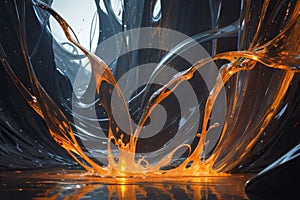 abstraction of molten glass flows over stones, AI generation