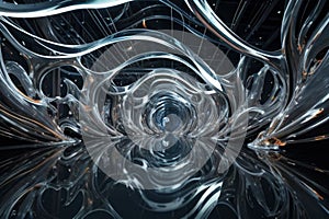 abstraction of molten glass flows over stones, AI generation