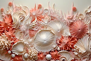 Abstraction using seashells and coral shades
